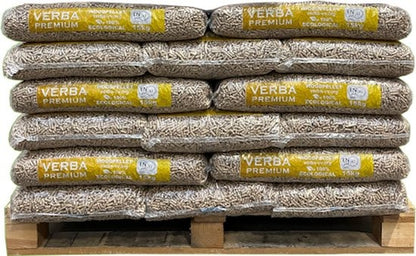 Granulés de bois Verba Premium – 35 sacs (525 kg) – 100% Résineux – ENplus A1 & DIN+