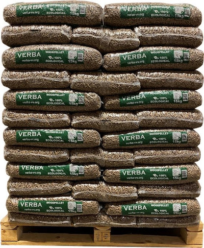 Granulés de bois Verba Premium – 70 sacs (1050 kg) – 100 % Résineux – Certifiés ENplus A1 & DIN+