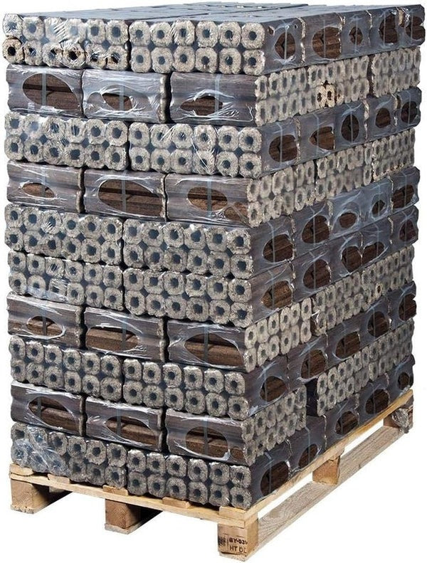 Palette 960 kg Briquettes Pini Kay – 96 packs de bois compressé naturel