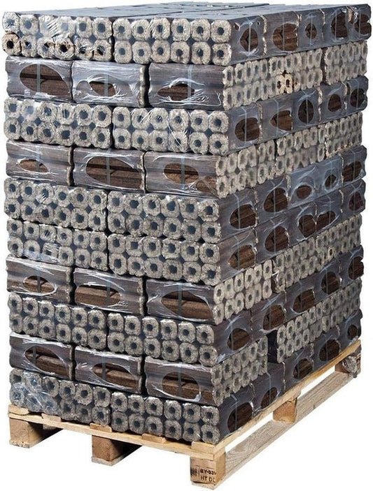 Palette 960 kg Briquettes Pini Kay – 96 packs de bois compressé naturel
